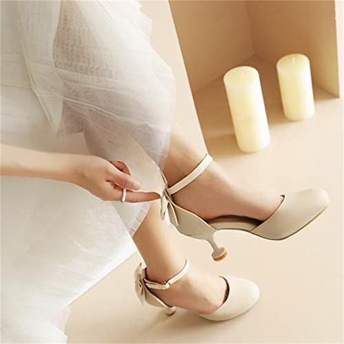 Big Girls High Heel Catwalk Model Shoes 𝐏umps High School Prom Solid Ball Party Gown Sandals for (Beige, 4.5 Big Kids)2