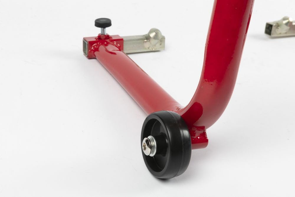 XPLORER Cavalletto Moto Anteriore Universale - Sollevatore Anteriore In Ferro Verniciato Con Ruote E Perni Regolabili Per Manutenzione E Riparazione