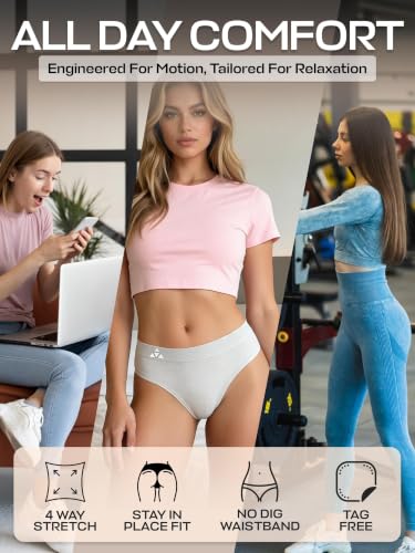 Image of Balanced Tech Moisture Wicking Underwear for Women, Seamless Workout Hipster Brief Bikini Panties