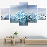SIGNWIN 5 Panel Canvas Wall Art Modern Art Aerial Contemporary Cool Dramatic Multicolor Nature Photography Snow for Home Decorations Ready to Hang - 60