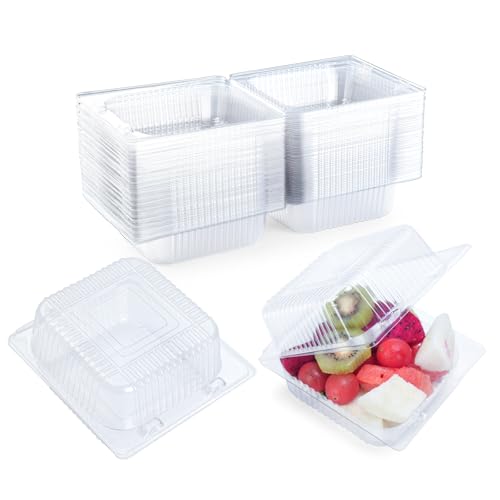 Evnlo 50 Count Clear Plastic Containers with Lids for Food, Thickened Disposable Sandwich Containers Clamshell Boxes for Cake Slice, Dessert, Hamburger, Salad, Pastry, Fruits, Takeout Tray, Snack