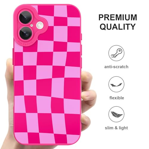 Image of ZIYE for iPhone 17 Case Hot Pink Grids Plaid Checkerboard Pattern