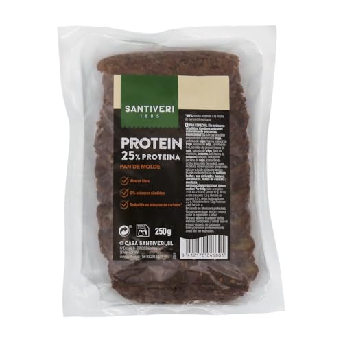 Santiveri - Pan de Molde Proteico Bajo en Carbohidratos, 25% de proteínas y alto Contenido en fibra, ideal para dieta low carb y keto, Bajo en Azúcares y Calorías, 250 gr