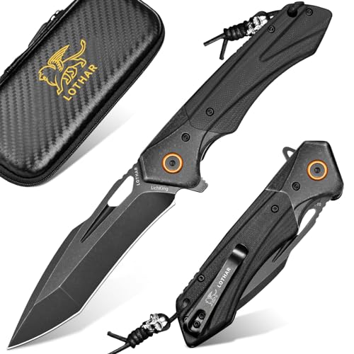 Image of LOTHAR Lich King Folding Pocket Knife, Tactical Pocket Knife for Men Women | 3.5 inch D2 Steel Cool Knife, Sharp Camping Survival Hiking Knives with G10 Handle, Birthday Retirement Gifts for Men Him Her