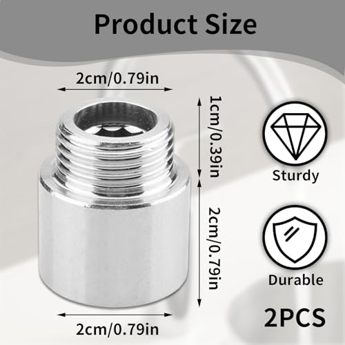 2 Stück Hahnverlängerung 1/2 Zoll,Eckventil 1/2 Zoll Selbstdichtend,Duschkopf Verlängerung,für Hahnverlängerung Fitting,WasserhäHne,Eckventile,DuschköPfe,GewindeverläNgerung Wasseranschluss
