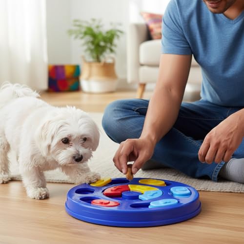 Image of Amazon Basics Interactive Pet Puzzle Toy | Treat Dispensing Slow Feeder | Non-Slip Base | for Dogs, Puppies, Cats & Kittens | Non-Toxic & Safe | Multicolour