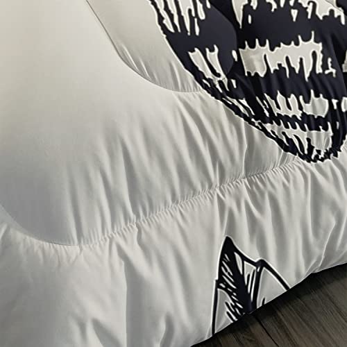 Hosima Gothic Decor Comforter Set,Death Moth Skull Heads Pattern Halloween Bed Set Queen Size For Boys Room Decor, Twin Bed In A Bag For Teens With 2 Pillowcases. #TOP4