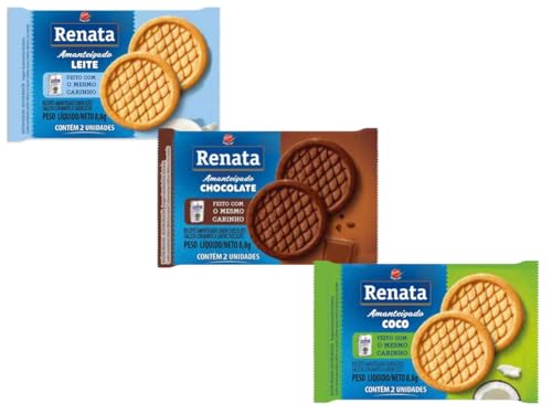 Combo 105 Sachês De Biscoito Renata Amanteigado Doce 3 Sabores Sortidos