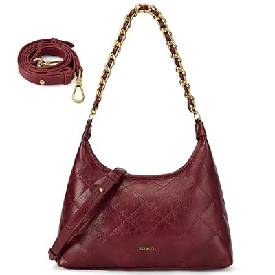Fexkean Borsa a Spalla Donna in Pelle PU,Borsa a Tracolla Mini Hobo Bag Trendy,Y2K Crossbody Bag con 2 Cinghie,Borse da Ascella Retrò,Elegante Borsetta Tracolla per Feste Shopping(FS103-Red)
