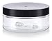 JUVITUS 3 oz Clear PET Plastic Refillable Low Profile Jar with Black Lid (6 pack) I BPA Free Empty Storage Containers