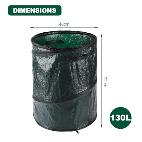 Sac à déchets de jardin pour feuilles et pelouse - Rangement jouets pliable 130L - 3