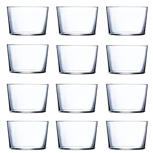 Acan Tradineur - Juego de 12 vasos de cristal 23 cl, modelo Ruta, pack 12 vasos para licores, bebidas, 8,2 x 6 cm, ligeros, aptos para lavavajillas