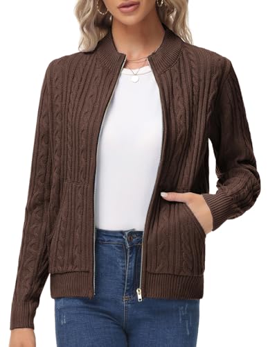 KANCY KOLE Chocolate Brown Fall Clothes, Women Chunky Cardigan Sweaters,