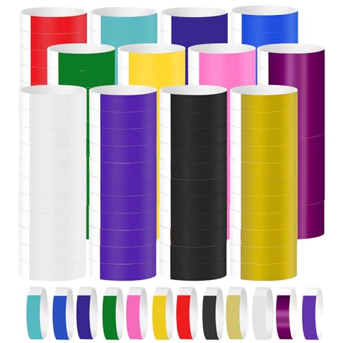 1200 Stück Einlassbänder, Festival Einlassbändchen, Wasserdicht Neon Armbänder, Bändchen Papier für Events, Bunt Handgelenk Party Bänder für Party Musikfestival Konzert Wettbewerb (12 Farben)