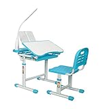 Gowxil Kids Functional Desk and Chair Set, Height Adjustable Children School Study Desk with Tilt De