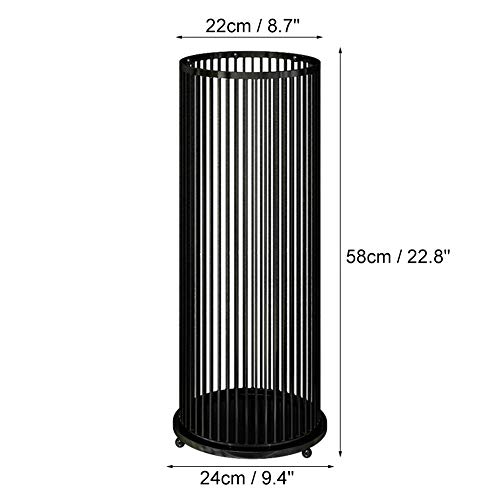Support de rangement moderne en métal noir avec bac d'égouttage et 6 crochets pour parapluies