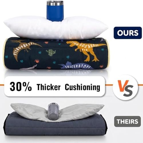 Image of Primlect Toddler Nap Mat with Pillow, Thickened Extra Large Sleeping Bag | 55''x35'' Sleeping Mat with Blanket, Washable, Roll up, Perfect for Daycare, Preschool, Kindergarten, Boys, Dinosaur