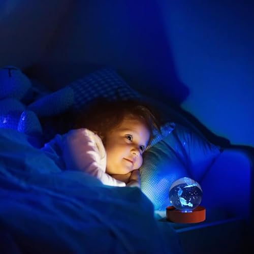 Image of 3D Crystal Ball Lamp with 16 Colors Changing LED Wooden Base - Solar System Night Light, Galaxy Lamps, Galaxy Crystal Ball Light with USB (RGB Dolphin)