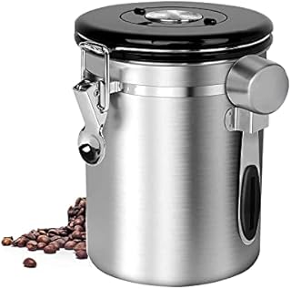 Jorunhe Coffee Canister Airtight Coffee Container, Airtight Stainless Steel Storage Container with Scoop, Coffee Jar for Beans or Grounds, Kitchen Food, Tea, Flour, Sugar