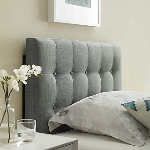 Modway Emily Tufted Button Linen Fabric Upholstered Twin Headboard Cover