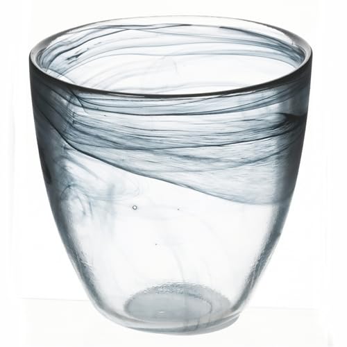 Set 6 Bicchiere acqua bombato 280 ml in vetro, superficie sfumata, nero, Alabastro