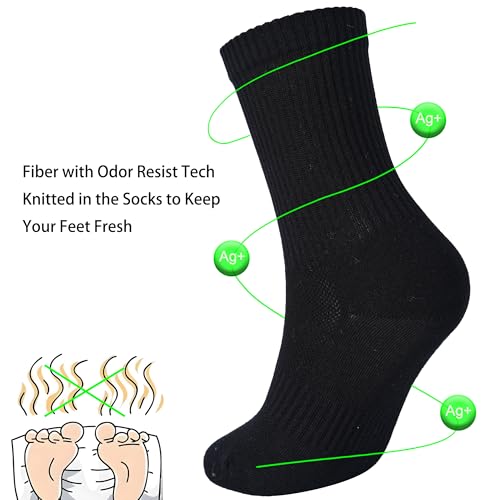 Image of Womens Anti Odor Seamless Breathable Moisture Wicking Cotton Ankle /Crew Running Hiking Dress Socks,Size 6-10