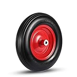 Max. Ladegewicht: 200 kg MAXCRAFT Schubkarrenrad mit Achse aus Vollgummi PU 4.80/4.00-8 Ersatzrad Reifen 200 kg - Schwarz/Rot