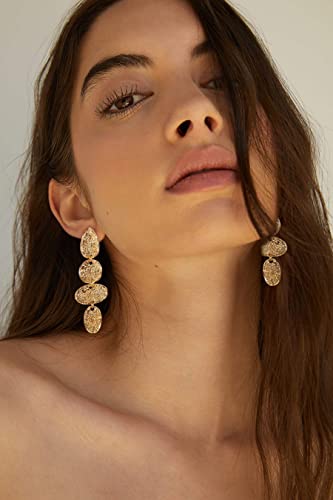 18K Gold Plated Dangle Earrings Vintage Hammered Drop Earring Statement Earrings For Women Gift #TOP2