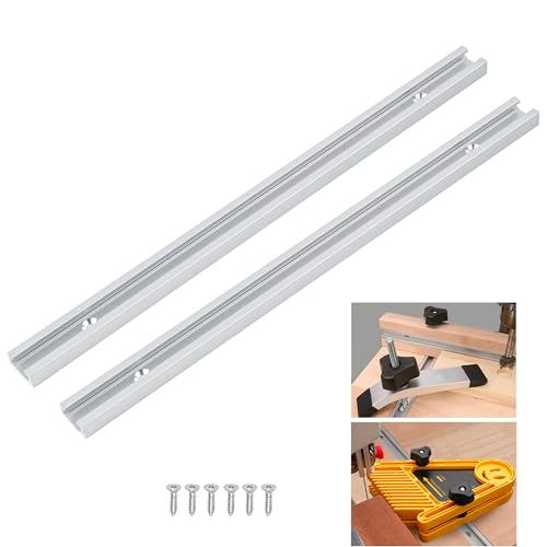 300mm T Track T-Slot de Aluminio, 2 Piezas Guía en T con Tornillos Autorroscantes para Tabla de Enrutador, Hacer una Mesa de Corte de Carpintería