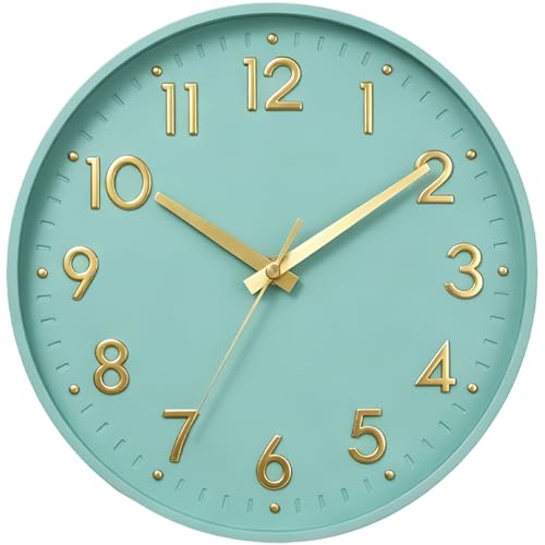 Image of Mosewa Wall Clock 8 Inch, Wall Clocks Battery Operated Silent Non-Ticking Modern Analog Clock Decorative for Kitchen, Bedroom, Office,Bathroom(Mint Green)