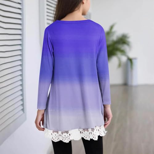 Long Sleeve Shirts for Teen Girls Cute Graphic Crewneck Lace Brim Tunic Tops Fall Casual Cute Tee Shirts Blouses4