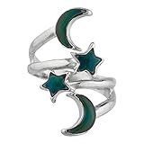 Lux Accessories Galaxy Celestial Crescent Moon Star Mood Wrap Ring.