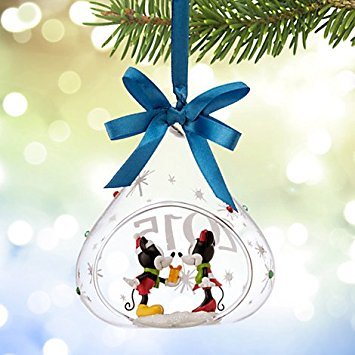 Disney's Mickey and Minnie Mouse Glass Drop Sketchbook Ornament -- 2015 Edition