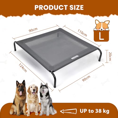 Miniatura 2 de Nobleza Cama Elevada Lavable Para Perro, Refrescante Y Transpirable Para Exterior E Interior, Robusto, Gris, L, 124x90x20cm