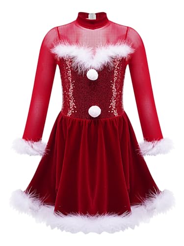 Robe de danse de Noël fille anti-frottement à manches longues