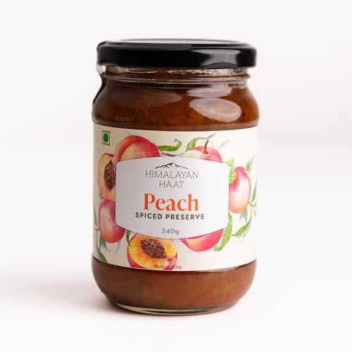 Image of Himalayan Haat Spiced Peach Preserve - Handmade Low Sugar Fruit Jam | 70% Fruit, 100% Natural | Farm Fresh Himalayan Ingredients | No Preservatives, Refined Sugar or Artificial Ingredients | 240g