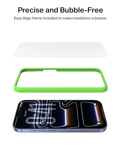 Belkin ScreenForce TemperedGlass Screen Protector for iPhone 17 Pro Max, Scratch-Resistant Impact Protection w/Included Easy Align Tray for Bubble Free Application, Recycled Glass - 2 Pack - image 8