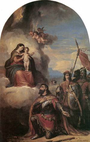 Peinture à l'huile St Ladislas par Mihaly Kovacs pour sublimer votre décoration de salon