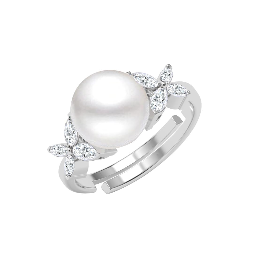 Clara 925 Sterling Silver Real Pearl Pendant Earrings Chain Bracelet Ring | Platinum Plated, Swiss Zirconia | Gift for Women & Girls