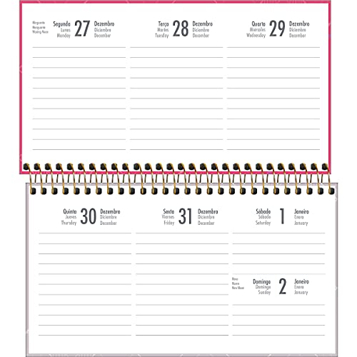Agenda Executiva Espiral Semanal 16,7 x 8,9 cm Spot Feminina 2022 - Estampa Capa rosa - Tilibra