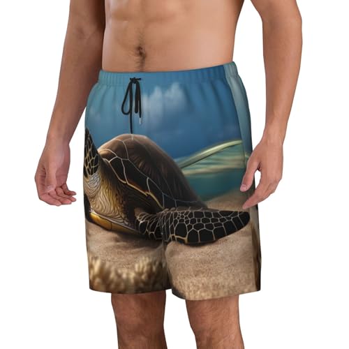 Turtle on The Beach Men Beach Pants â€“ Swim Trunks for Men,Quick-Dry and Comfortable, Suitable for Beach, Surf, and Everyday Wear2