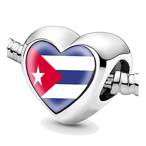 Erkic Beads for Bracelets Cuba Flag Silver Charms for Women Jewelry Gifts Ideas
