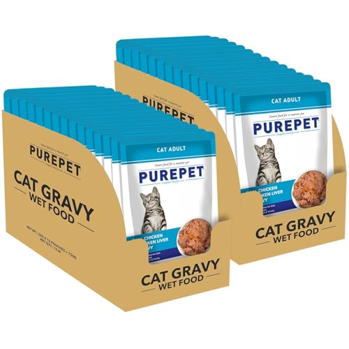 PUREPET Wet Cat Gravy Food Real Chicken & Liver Gravy 50 Gram Pack of 30(1.5 Kg) Pack for All Life Stages