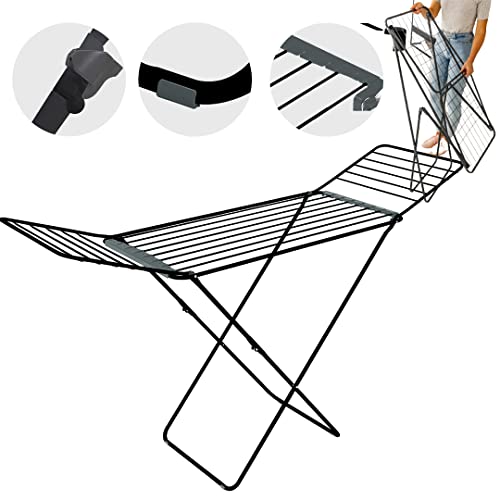 SEPIO - Wäscheständer | Flügelwäscheständer | Wäschetrockner Ständer | Standtrockner | Klappbar | Waschestandtrockner | | Clothes Drying Rack | Schwarz, 200, Groß Cover