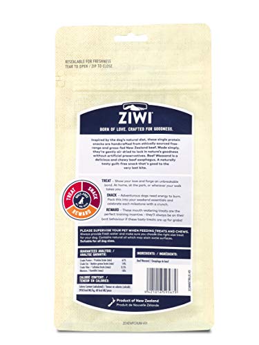 ZIWI Kau-Leckerlis für Hunde, natürlich, luftgetrocknet, einzelnes Protein, getreidefrei, hochwertiges Leckerli, Snack, Belohnung (Rindfleisch-Weasand), 70,9 g (1 Stück)