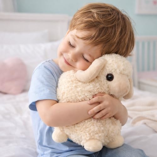 Image of Soft Sheep Plush Toy for Kids | Cute Fluffy Lamb Stuffed Animal for Boys & Girls | Super Soft Hug Toy for Bedroom, Sofa & Gifting | Cream Color