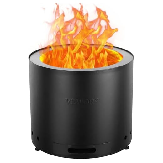 VEVOR Brasero de Leña sin Humo 380 x 320 mm Brasero con Bandeja de Ceniza Extraíble Brasero Portátil para Interiores y Exteriores de Acero Inoxidable SUS430, para Acampar en el Patio al Aire Libre