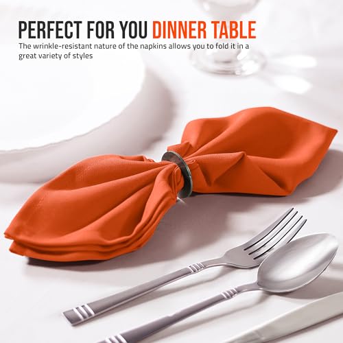 image for Utopia Home Orange Cloth Napkins (12 Pack, 18x18 Inches), Ideal Dinner