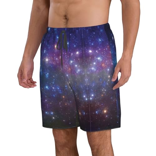 Galaxy Print Mens Casual Shorts Drawstring Summer Beach Stretch Shorts Novelty Swimtrunks2