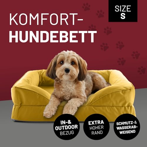 Lumaland orthopädisches Hundebett Outdoor & Indoor | ergonomisches Hundesofa 70x60 cm - ideal für kleine Hunde | Boden rutschfest | Füllung und Bezug waschbar | Hundekörbchen wasserfest